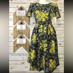 LuLaRoe Amelia Navy Floral Size XS